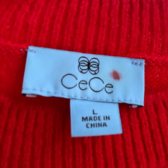 🆕♥️ CeCe Red Heart Graphic Knit Sweater Oversized Valentine Cozy Pullover Size L - Picture 14 of 15